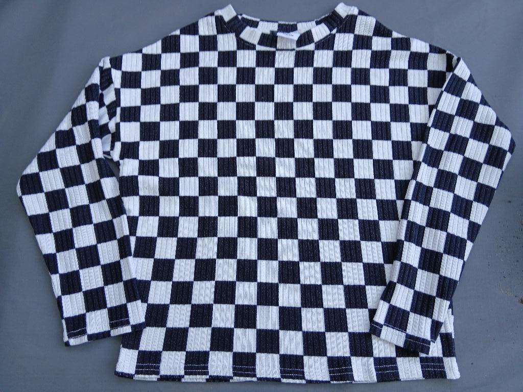 Zwart wit geblokte shirt maat 134/140, Kinderen en Baby's, Kinderkleding | Maat 134, Gebruikt, Meisje, YFK, Ophalen of Verzenden
