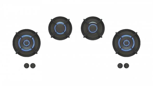 Pitt Cooking Drum Gas Module, Zo goed als nieuw, Inbouw, Gas, 4 kookzones