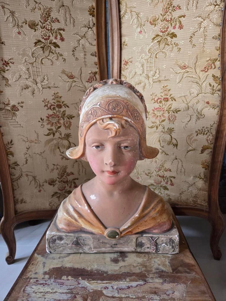 Art Nouveau Buste Meisje E. Siegl Coimbra - 26cm Hoog, Ophalen of Verzenden, Gebruikt, Mens