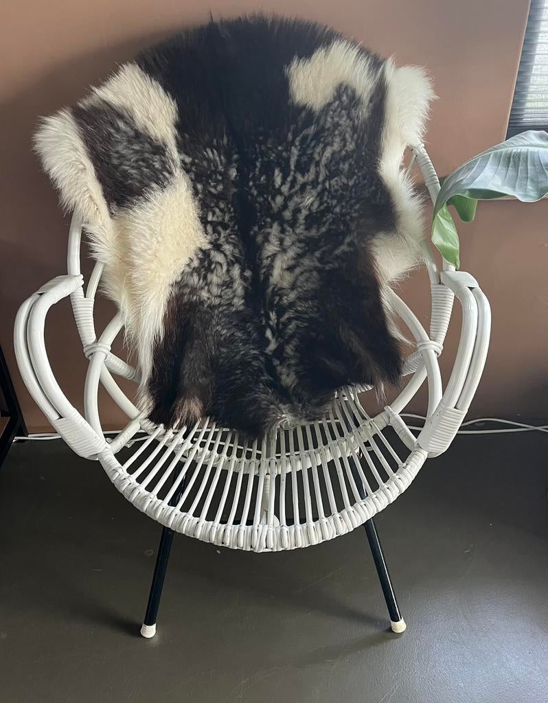 Vintage rotan kuipstoel jaren 50-60, Ophalen, Zo goed als nieuw, Rotan