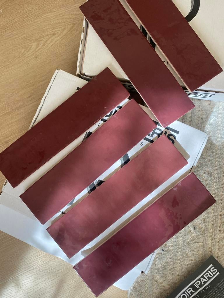 Revoir Paris Bordeaux/Burgundy tegels 6,25x25 cm (40 stuks), Nieuw, 20 tot 40 cm, Minder dan 5 m², Wandtegels