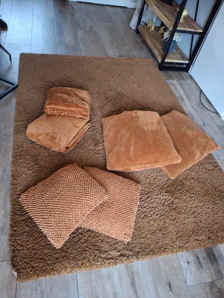 Vloerkleed met kussens en plaids champange kleur, Ophalen