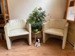 2 Leolux fauteuitjes wit, Huis en Inrichting, Ophalen, Gebruikt, 50 tot 75 cm, Leer