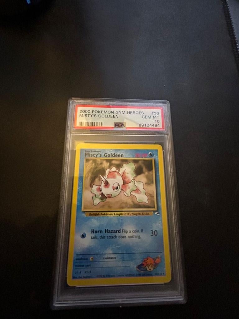 Misty's Goldeen #30 Gym Heroes PSA10 uit 2000!, Ophalen of Verzenden, Nieuw, Losse kaart, Foil