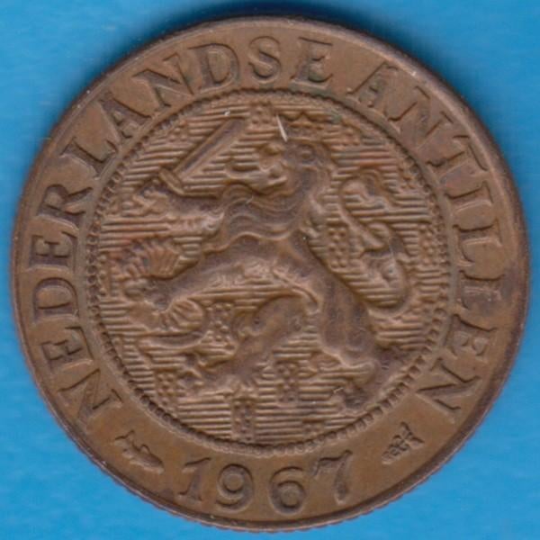 Nederlandse Antillen 1 cent 1967, Scho. 1437 in munthouder, Ophalen of Verzenden, Koningin Juliana, 1 cent, Losse munt