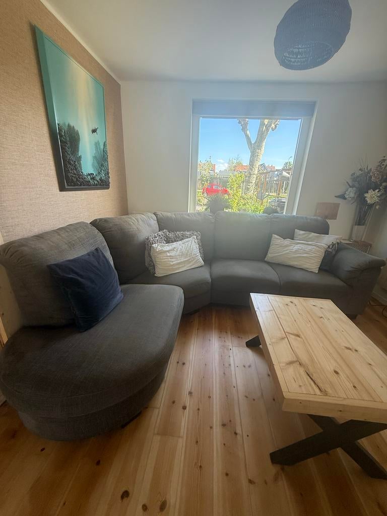 Halve ronde donkergrijze hoekbank, Ophalen, 250 tot 300 cm, Gebruikt, Hoekbank