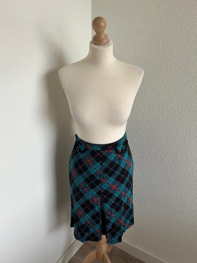 King Louie maat M geruite koker rok 334, Kleding | Dames, Rokken, Maat 38/40 (M), Blauw, Ophalen of Verzenden, Zo goed als nieuw