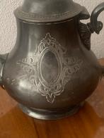 Antieke verzilverde theepot met sierlijke gravures, Antiek en Kunst, Ophalen of Verzenden
