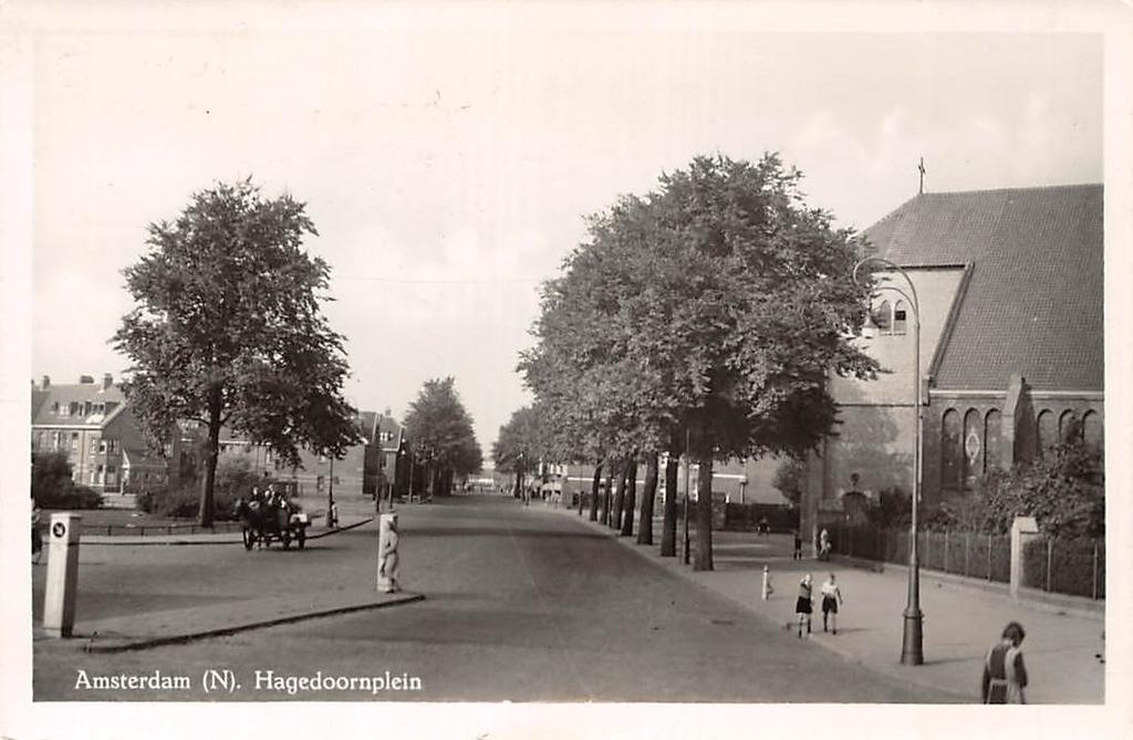 Amsterdam (N) Hagedoornplein Volewijck-buurt Ritakerk, Verzamelen, Ophalen of Verzenden, 1940 tot 1960, Gelopen, Noord-Holland
