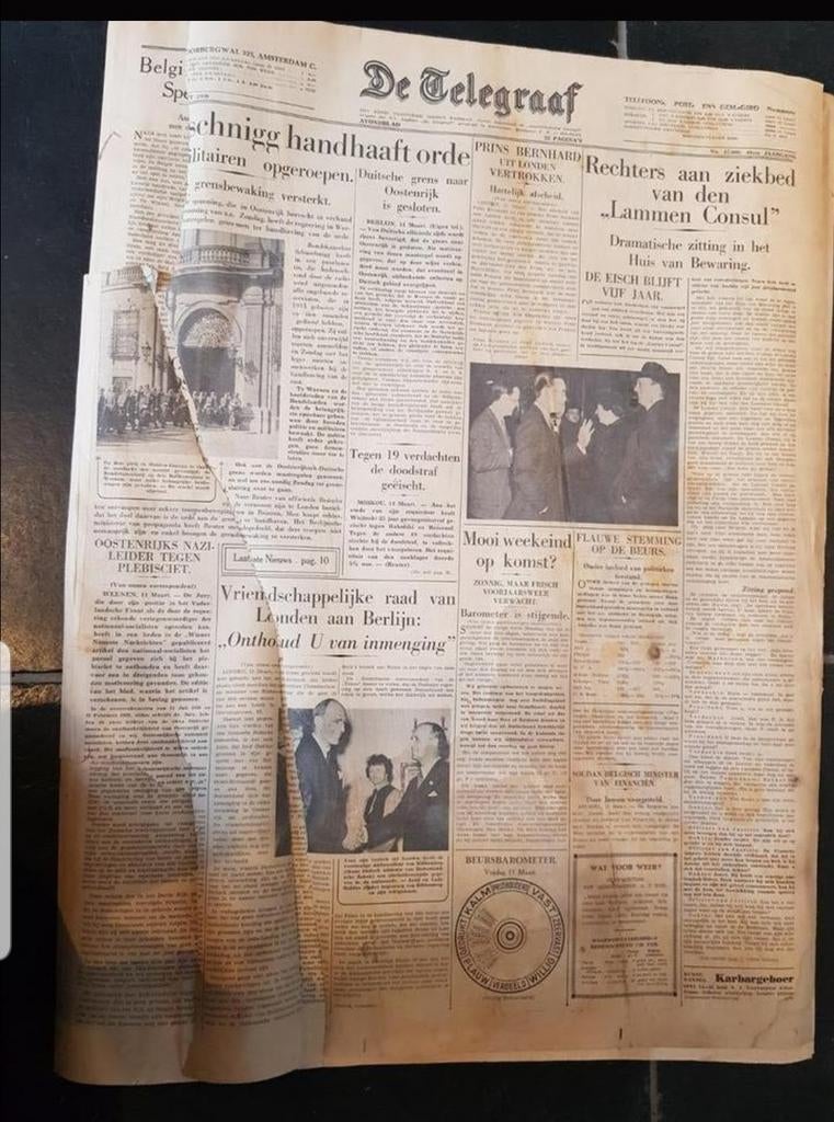 Diverse Orginele Telegraaf  1938, Verzamelen, Ophalen of Verzenden, 1920 tot 1940, Nederland, Krant