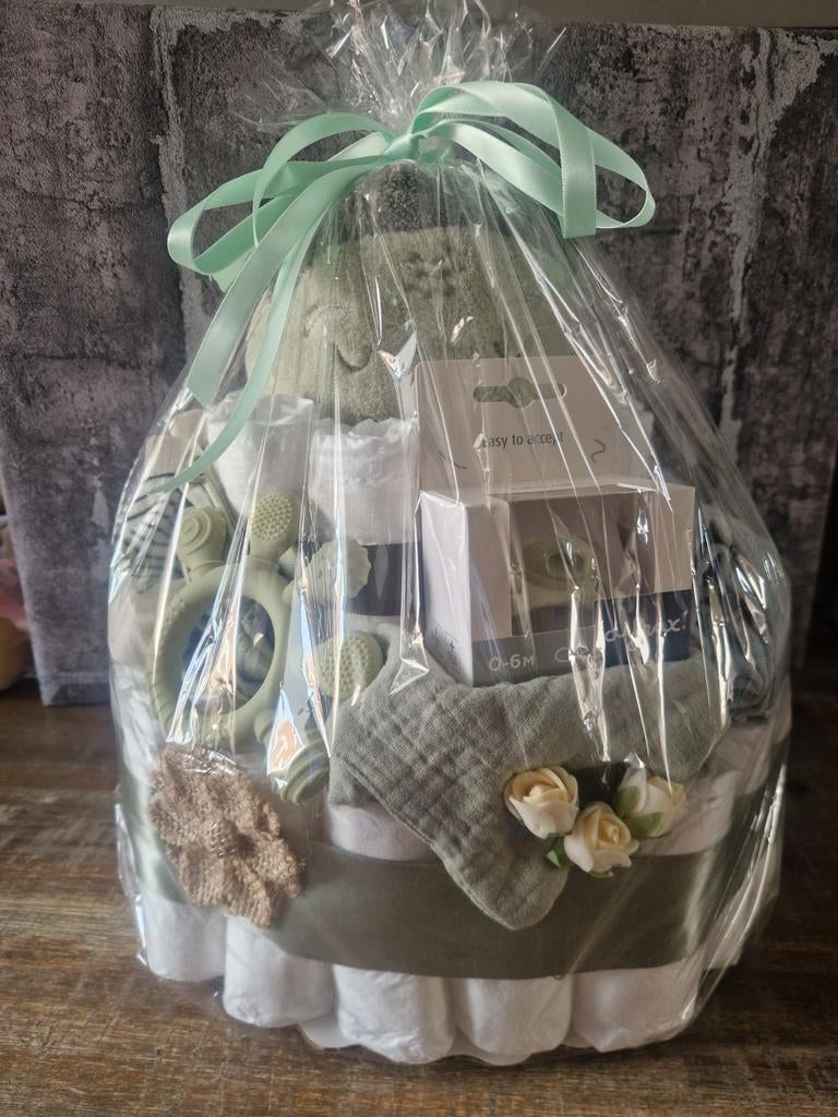 Luiertaart "groen", Kinderen en Baby's, Kraamcadeaus en Geboorteborden, Ophalen of Verzenden, Nieuw