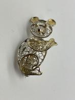 C602 Prachtige zilveren bicolor broche koala beer, Ophalen of Verzenden, Zilver, Broche, Verguld