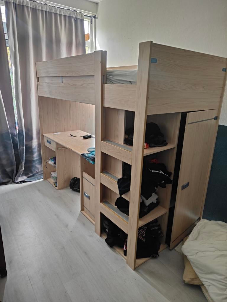 Gebruikt hoogslaper met bureau en kast, Huis en Inrichting, Slaapkamer | Stapelbedden en Hoogslapers, Ophalen