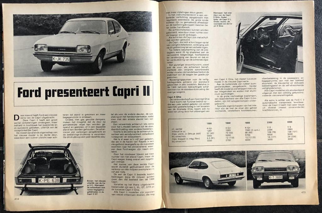 Ford Capri 2 ( 1,6 2,3 2,8 2300 ) testen in Autovisie e.a., Gelezen, Ford, Ophalen of Verzenden, Autovisie