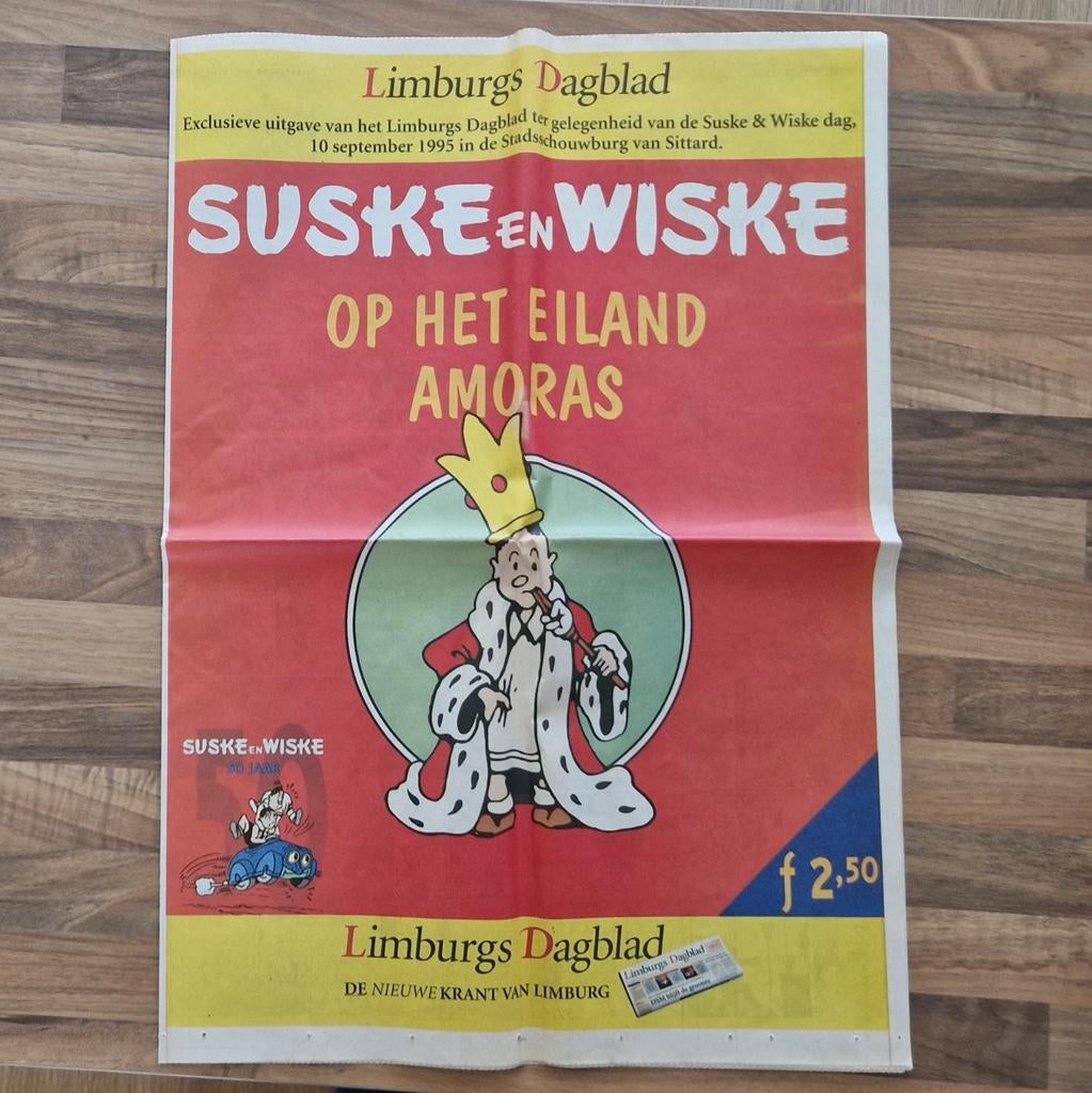 Suske en Wiske Krant "Op het Eiland Amoras" 1995, Eén stripboek, Ophalen of Verzenden, Zo goed als nieuw