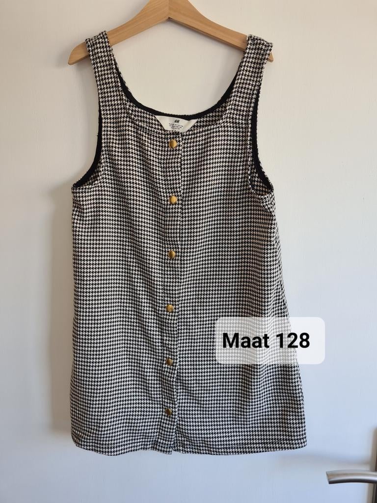 Zwart-wit piede de poule jurkje van H&M Maat 128, Kinderen en Baby's, Kinderkleding | Maat 128, Meisje, H&M, Ophalen of Verzenden