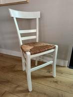 Houten stoel met rieten zitting (wit), Ophalen, Gebruikt, Wit, Riet of Rotan