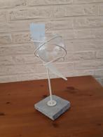 Glazen bolletje op standaard - Decoratief object, Gebruikt, Wit, Ophalen of Verzenden, Glas
