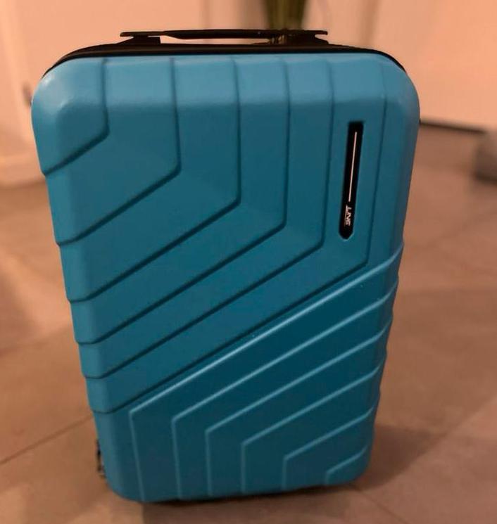 Handbagage koffer blauw met 2 Wieltjes, Sieraden, Tassen en Uiterlijk, Koffers, Gebruikt, Hard kunststof, Minder dan 50 cm, Minder dan 35 cm