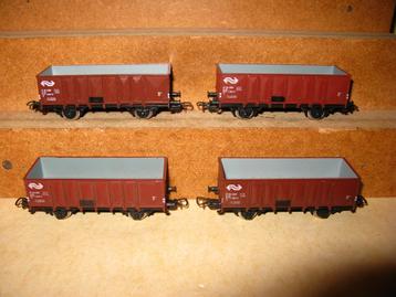 PIKO HO : 4 x bakwagons NS - bruin - als nieuw beschikbaar voor biedingen