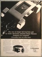 Advertentie Longines electronic Serge Manzon, Verzamelen, Tijdschriften, Kranten en Knipsels, 1960 tot 1980, Knipsel(s), Buitenland