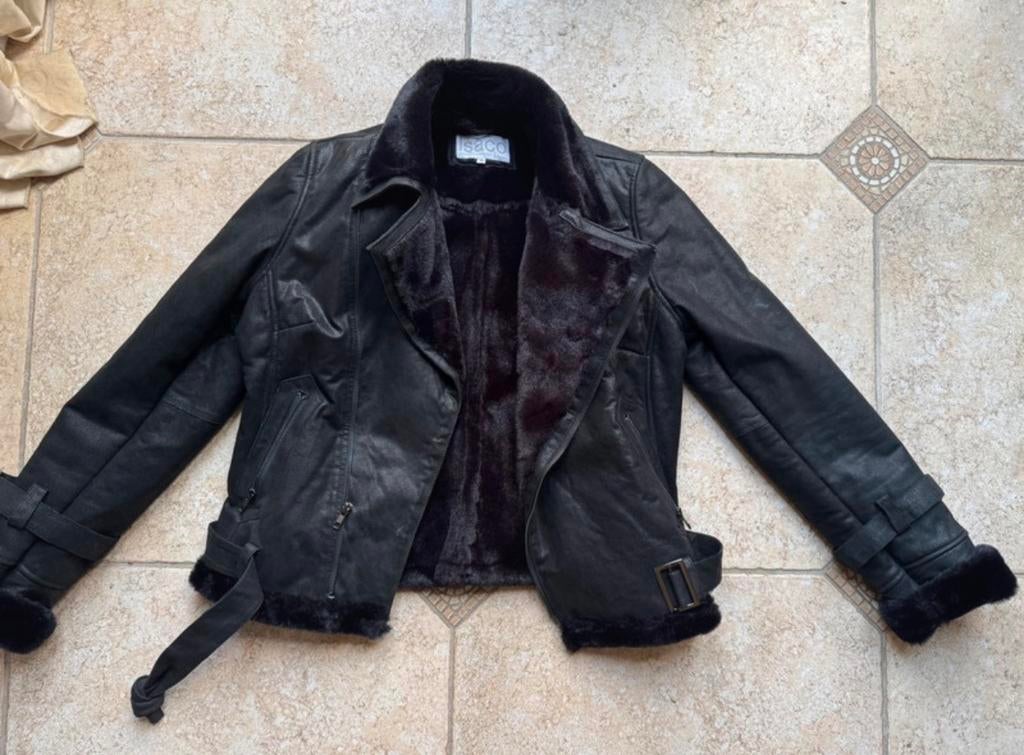 Leren bikerjas – echt leer – Isaco & Kawa – mt 40 (label 46), Kleding | Dames, Ophalen of Verzenden, Zo goed als nieuw, Maat 38/40 (M)