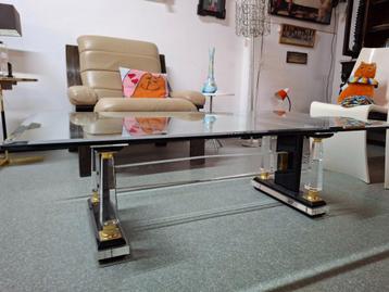 Hollywood Regency stijl glazen salontafel jaren 70 beschikbaar voor biedingen