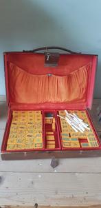 Antiek Mahjong spel met gele stenen VAN FOONG ZIANG Manuf, Ophalen
