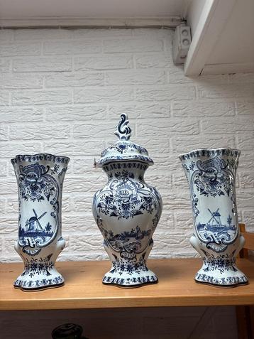 Delfts Blauw 3-delig Kaststel – Vintage – Hollandse Taferele beschikbaar voor biedingen