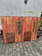 2 Decoratieve houten panelen met metaal, Ophalen, Gebruikt