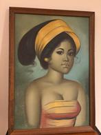 schilderij vintage indonesische vrouw schilderijen, Antiek en Kunst, Ophalen