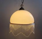 Vintage Antiek parelrand hanglamp, Art Nouveau, Ophalen of Verzenden, Minder dan 50 cm, Glas