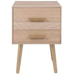 Houten nachtkastje met gouden details, Huis en Inrichting, Slaapkamer | Nachtkastjes, Ophalen, Zo goed als nieuw, Minder dan 45 cm