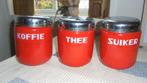 rood emaille koffie thee suikerbussen met bies, Ophalen of Verzenden