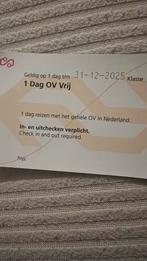 Dagkaart ns geheel ov vrij, Tickets en Kaartjes, Eén persoon, Bus, Metro of Tram, Algemeen kaartje