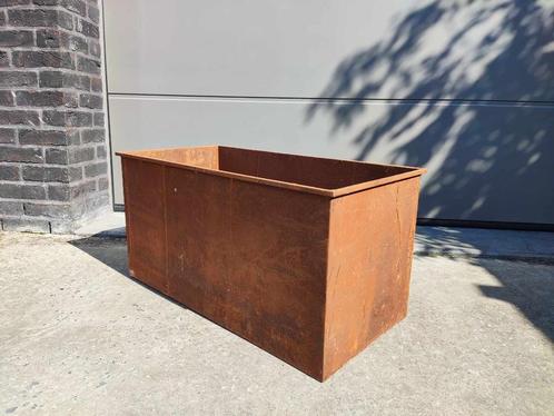 Cortenstaal bloembak 80 x 40 x 40 met bodem, Tuin en Terras, Bloembakken en Plantenbakken, Nieuw, Metaal, Binnen, Balkon, Tuin