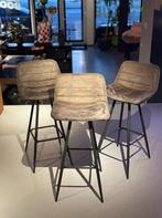 Set van 3 antraciet barkrukken – industrieel & comfortabel Z, Ophalen, Zo goed als nieuw, 90 cm of meer, Metaal