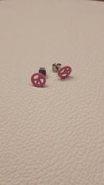 Oorbellen peace roze, Ophalen of Verzenden, Zo goed als nieuw, Roze, Overige materialen