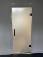 Glazen deur met scharnieren (2x), Ophalen, Gebruikt, 80 tot 100 cm, Binnendeur