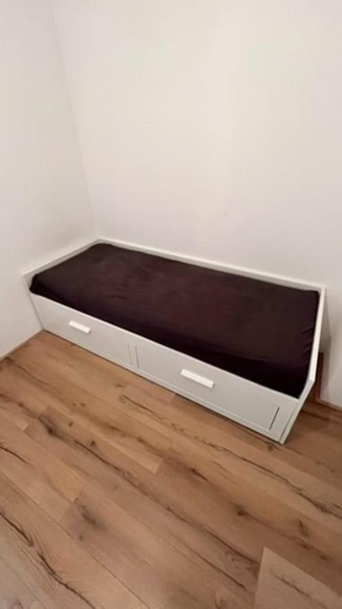 IKEA BRIMNES, Huis en Inrichting, Slaapkamer | Bedden, Zo goed als nieuw, Tweepersoons, 160 cm, 200 cm, Hout, Wit, Ophalen
