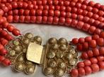 Prachtige 100% echte Bloedkoralen Halsketting - gouden slot, Sieraden, Tassen en Uiterlijk, Antieke sieraden, Ophalen, Goud, Ketting