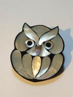 Parelmoer uil broche, Overige materialen, Zwanensingel 239, Opallove, Zilver