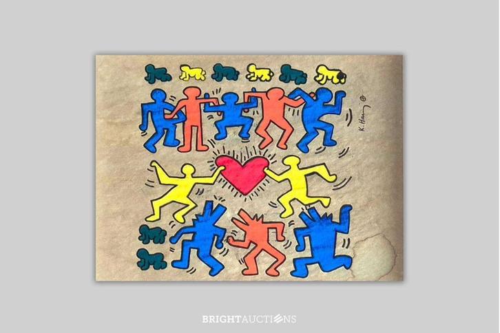 Zonder Titel - Keith Haring, Antiek en Kunst, Kunst | Schilderijen | Modern, Ophalen