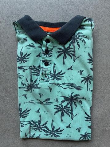 Polo jongens lichtgroen met blauwe print maat 146/152 beschikbaar voor biedingen