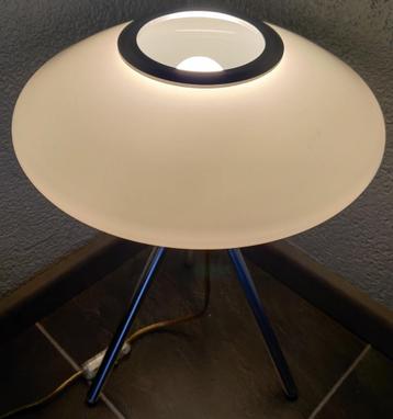 Vintage UFO tafellamp/vloerlamp glas kap/aluminium statief beschikbaar voor biedingen