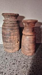 2 Nepalese potten/ vazen, Huis en Inrichting, Ophalen, Overige kleuren, Minder dan 50 cm, Glas