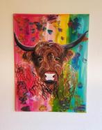 Origineel schilderij FANTASY HOOGLANDER 60x80, Antiek en Kunst, Kunst | Schilderijen | Modern, Ophalen