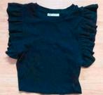 Zwarte cropped top van Zara met volant maat 36/38, Kleding | Dames, Tops, Zwart, Ophalen of Verzenden, Zo goed als nieuw, Korte mouw
