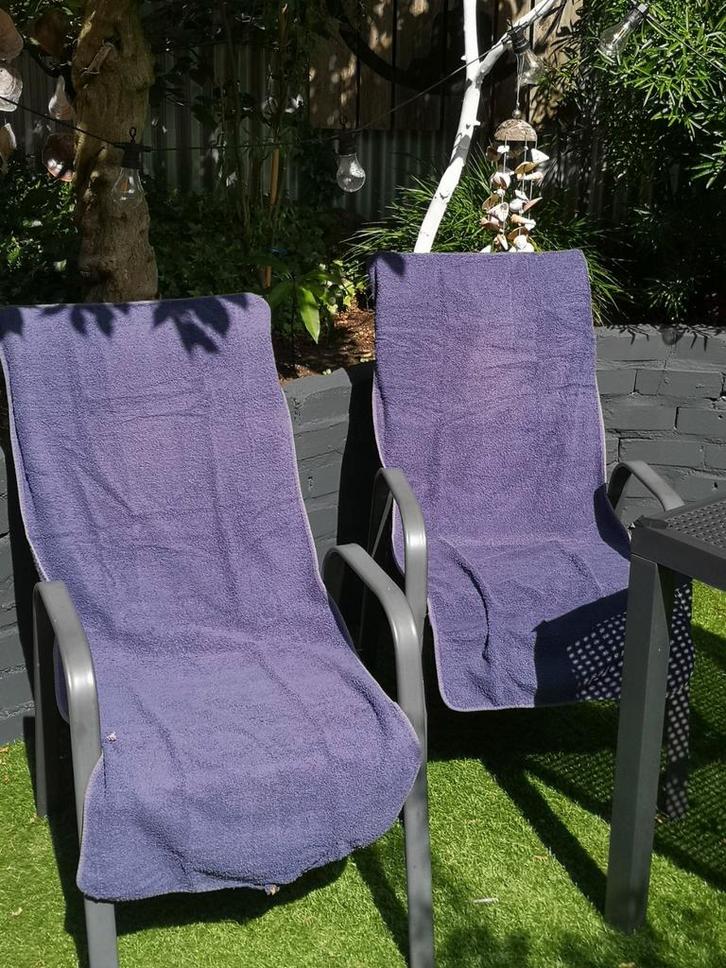 2 tuinstoel handdoeken blauw, Tuin en Terras, Tuinmeubel-accessoires, Zo goed als nieuw, Ophalen of Verzenden