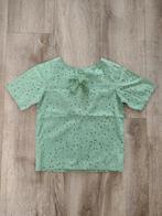 Prachtige groene top met strik + stippen Mini Rodini 128-134, Meisje, Onb, Ophalen of Verzenden, Shirt of Longsleeve